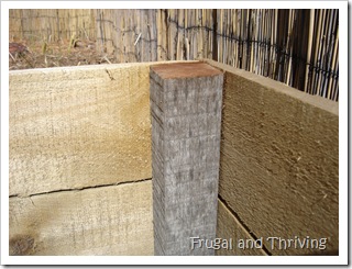 Corners of raised garden bed